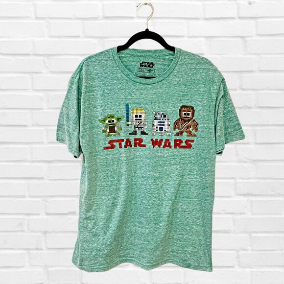 Disney Starwars Tetris Graphic Shirt Yoda, Darth Vader, R2-D2 Robot, RARE Tee - Picture 5 of 11